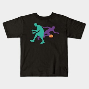 Left Hand Layup Xing Ze Hu Cool Purple and Green Silhouette Graphic Kids T-Shirt